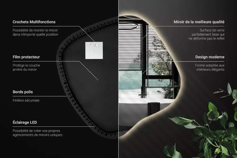 Folt alakú tükör LED háttérvilágítású egyedi