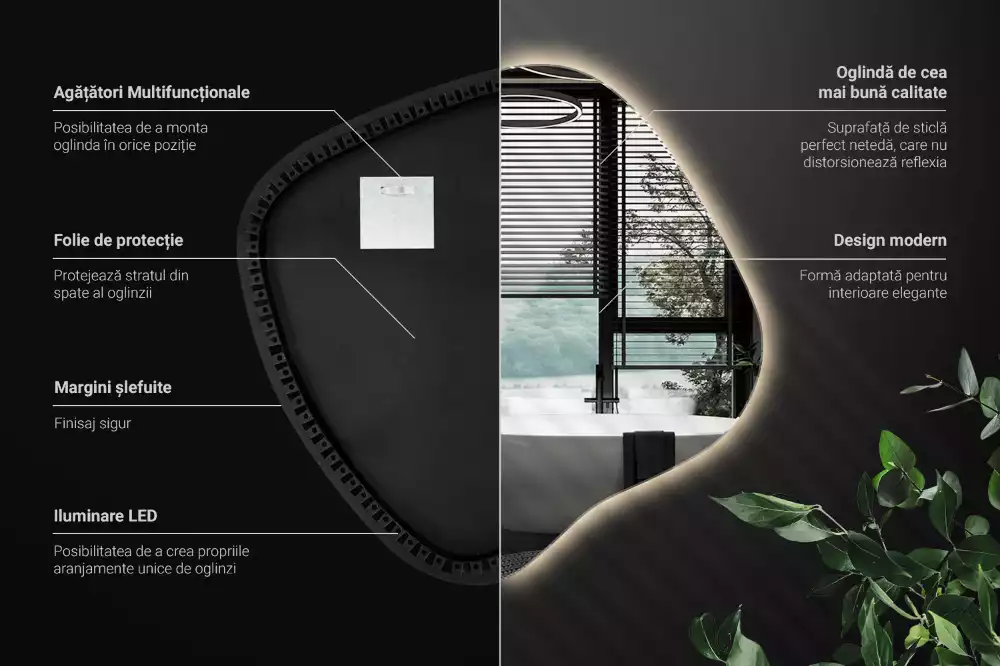 Folt alakú tükör LED háttérvilágítású egyedi