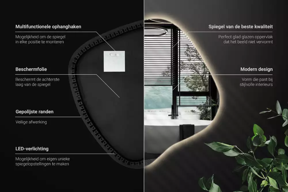 Folt alakú tükör LED háttérvilágítású egyedi