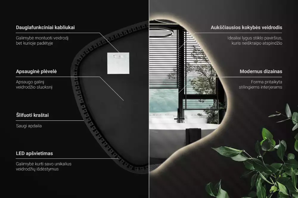 Folt alakú tükör LED háttérvilágítású egyedi