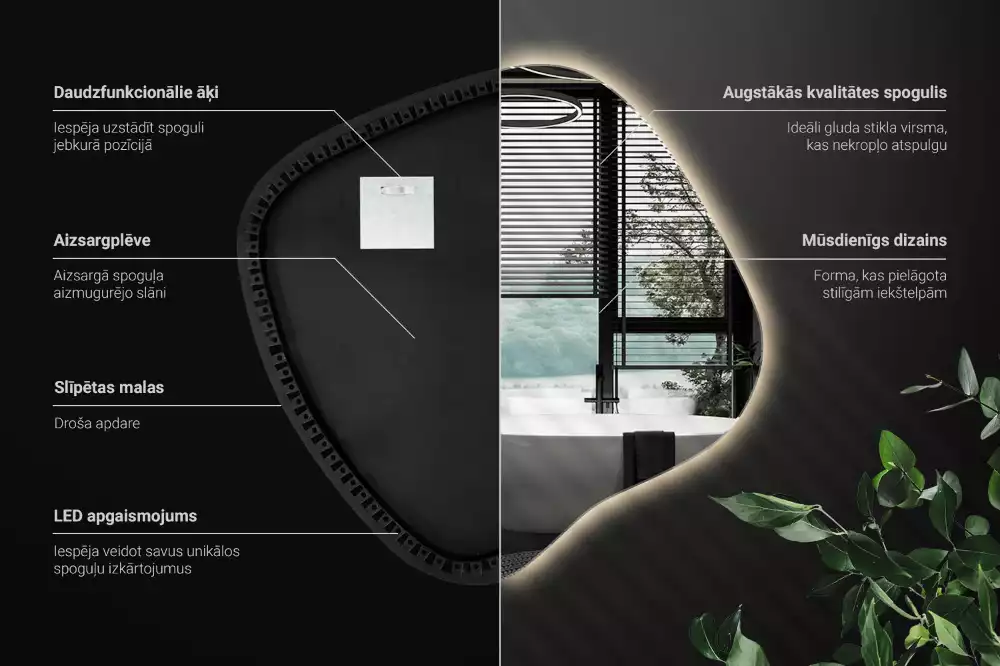 Folt alakú tükör LED háttérvilágítású egyedi