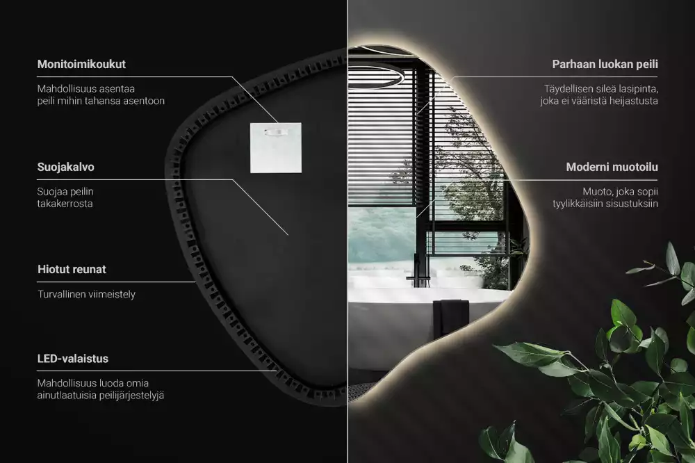 Folt alakú tükör LED háttérvilágítású egyedi