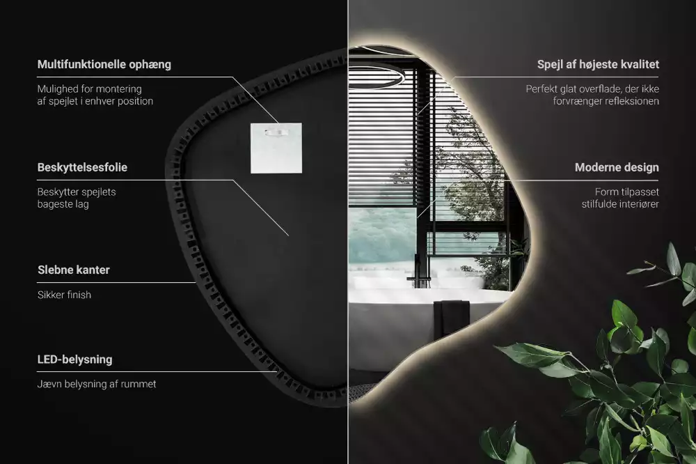 Folt alakú tükör LED háttérvilágítású egyedi