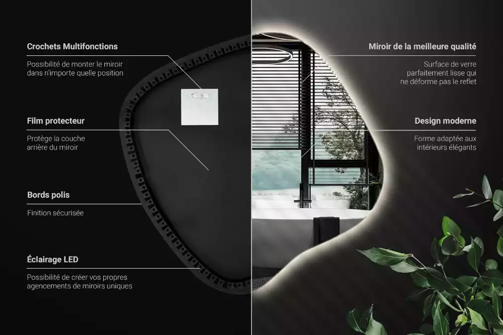 Folt alakú tükör LED háttérvilágítású egyedi