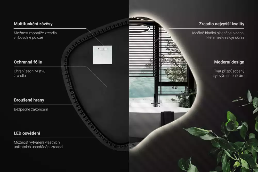 Folt alakú tükör LED háttérvilágítású egyedi