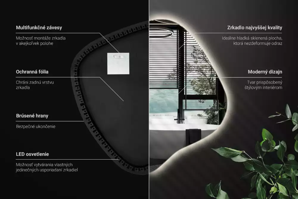 Folt alakú tükör LED háttérvilágítású egyedi