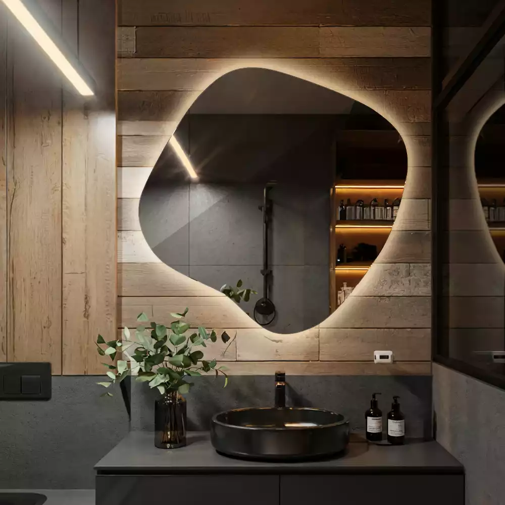 Folt alakú tükör LED háttérvilágítású egyedi