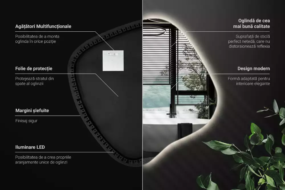 Folt alakú tükör LED háttérvilágítású egyedi