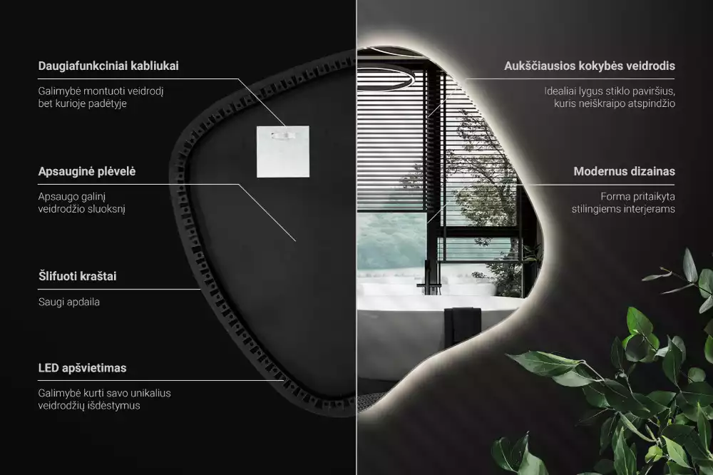 Folt alakú tükör LED háttérvilágítású egyedi