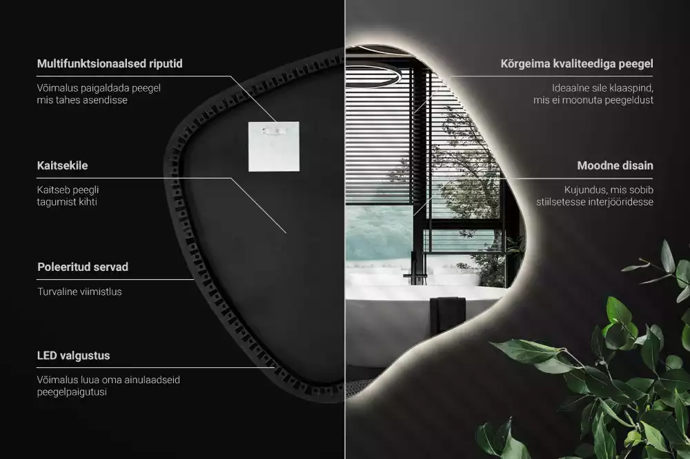 Folt alakú tükör LED háttérvilágítású egyedi