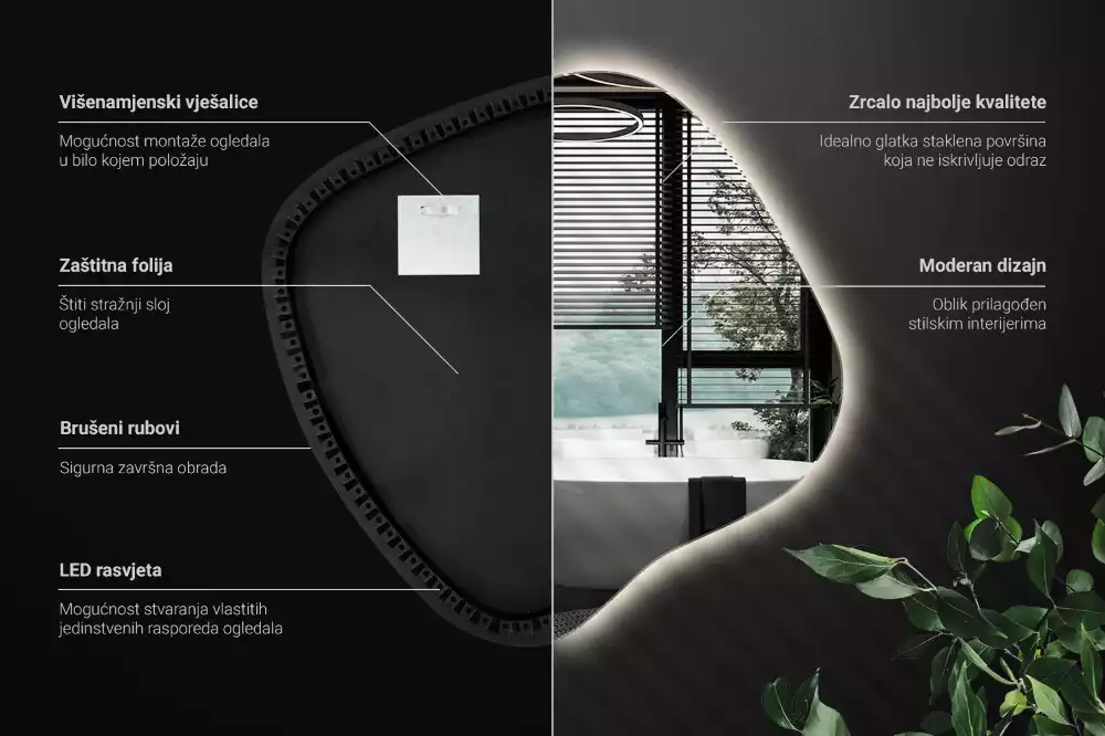 Folt alakú tükör LED háttérvilágítású egyedi