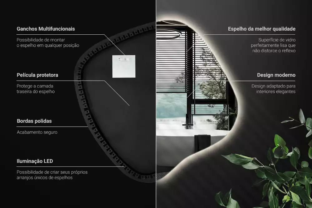 Folt alakú tükör LED háttérvilágítású egyedi