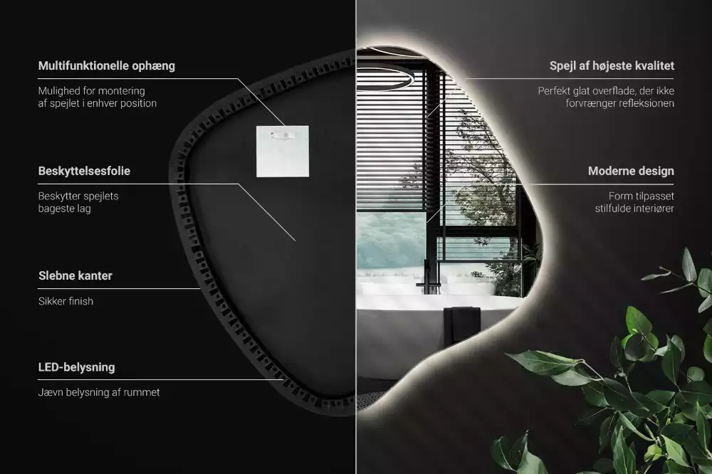 Folt alakú tükör LED háttérvilágítású egyedi