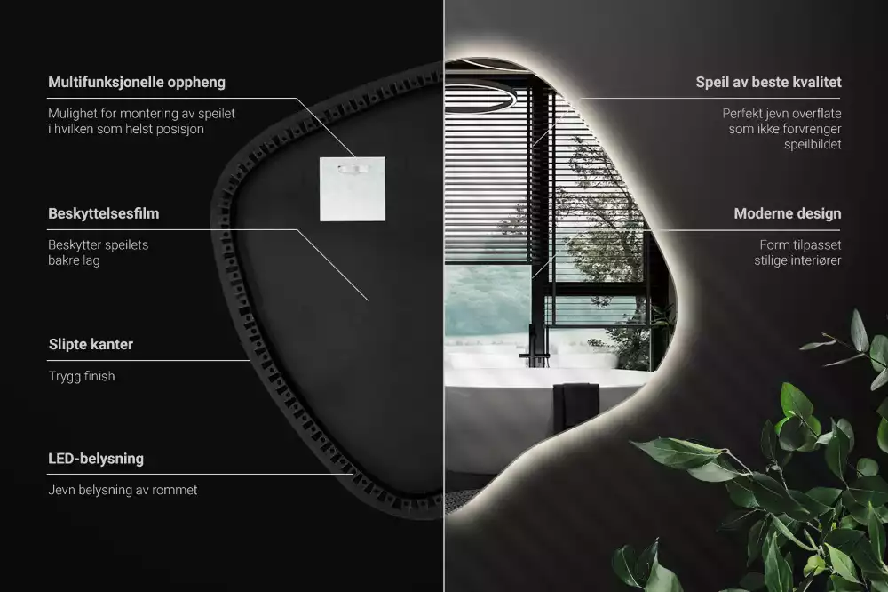 Folt alakú tükör LED háttérvilágítású egyedi