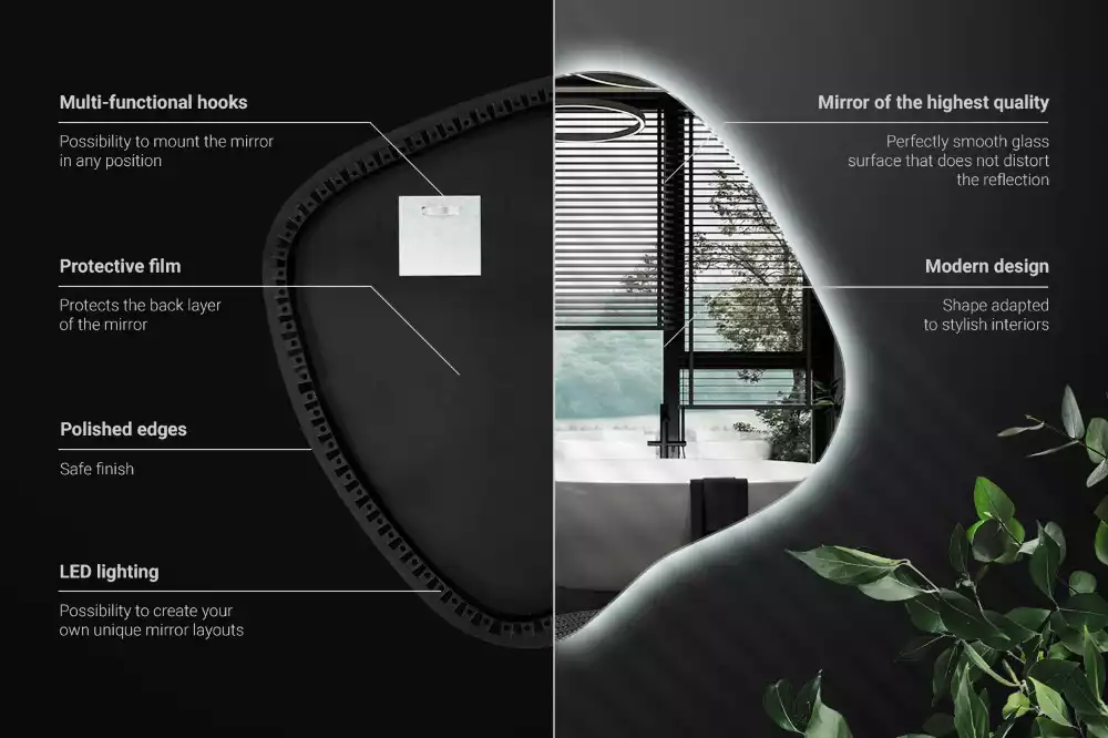 Folt alakú tükör LED háttérvilágítású egyedi