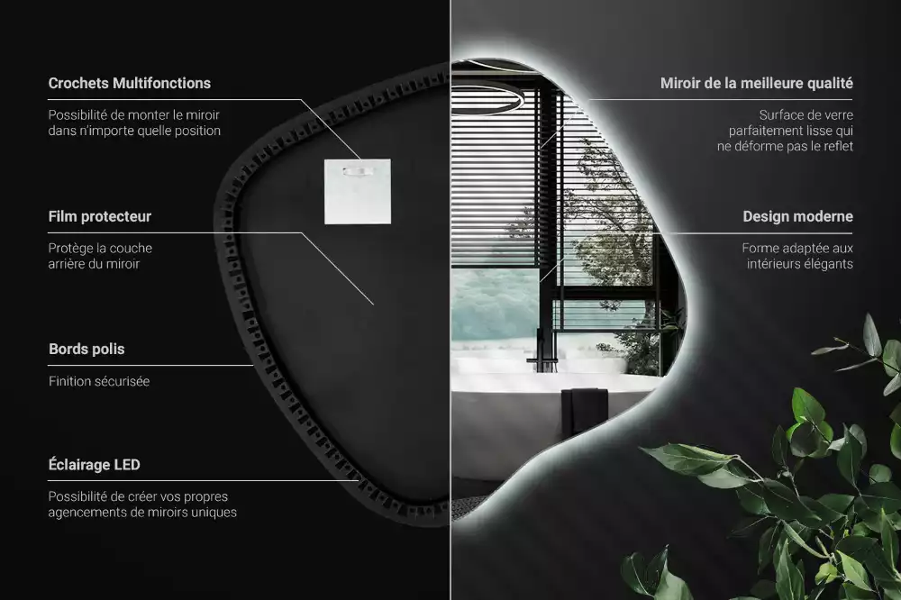 Folt alakú tükör LED háttérvilágítású egyedi