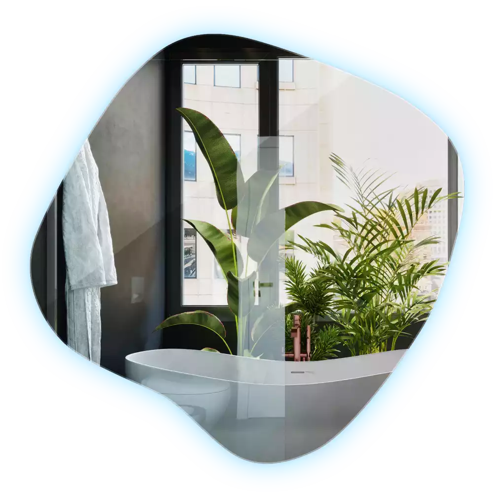 Folt alakú tükör LED háttérvilágítású egyedi