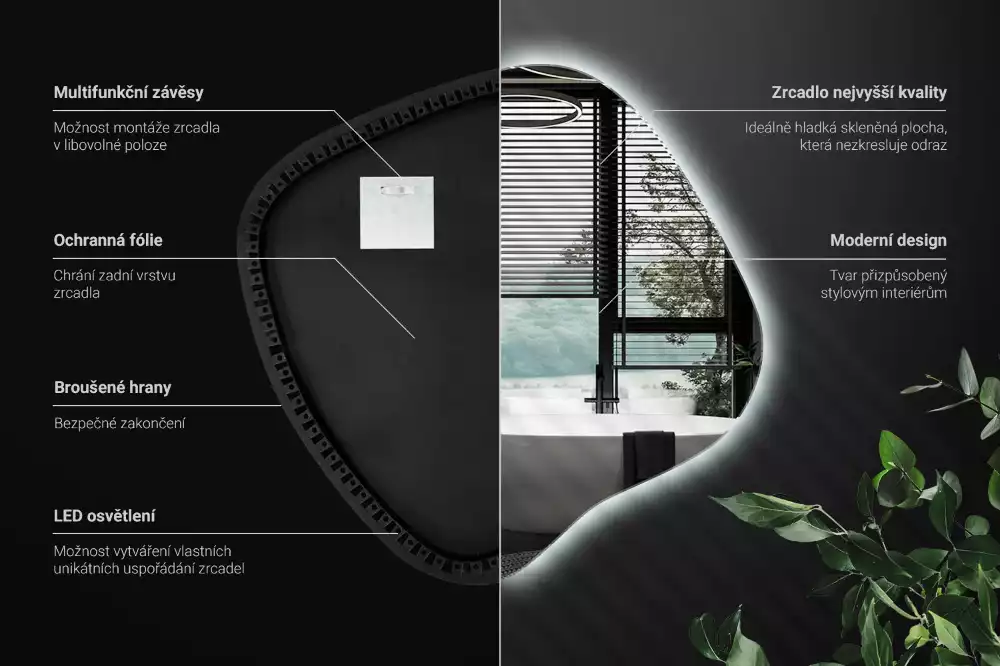 Folt alakú tükör LED háttérvilágítású egyedi