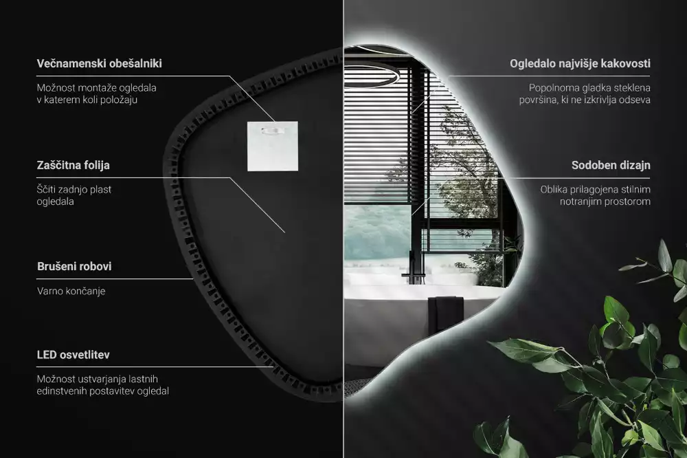 Folt alakú tükör LED háttérvilágítású egyedi