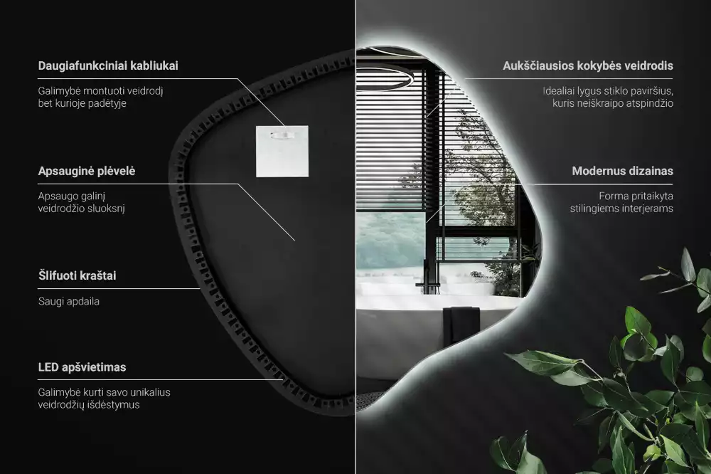 Folt alakú tükör LED háttérvilágítású egyedi