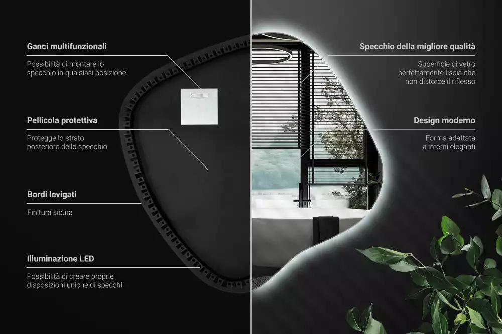 Folt alakú tükör LED háttérvilágítású egyedi