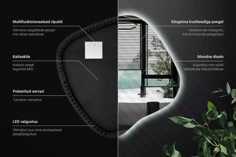 Folt alakú tükör LED háttérvilágítású egyedi