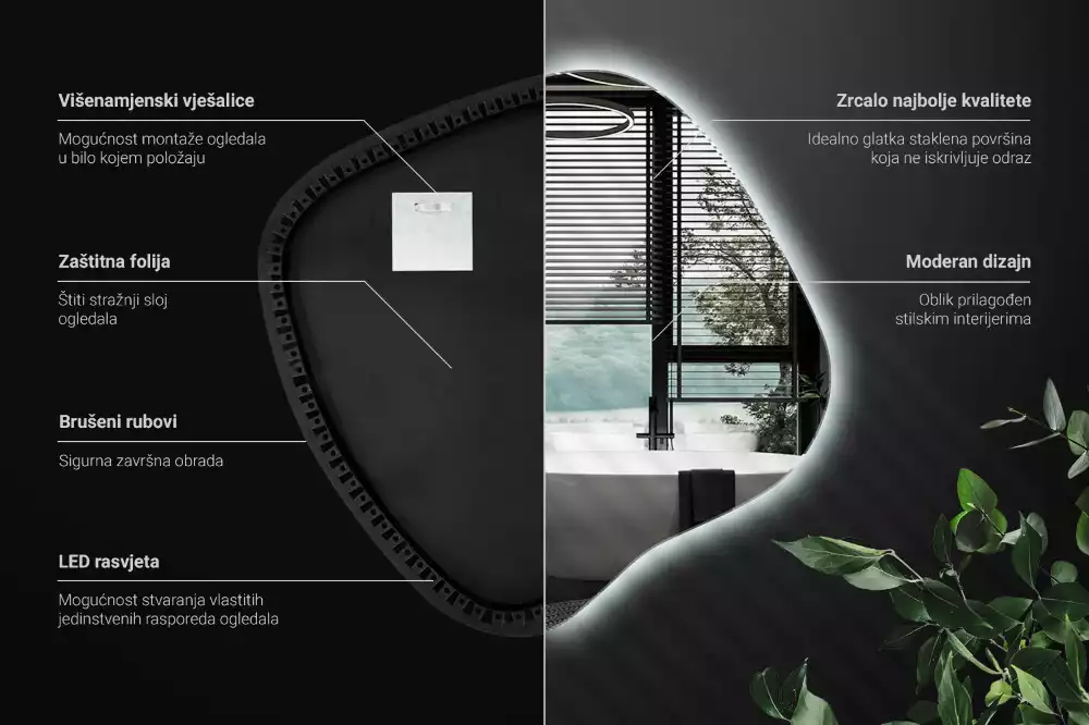 Folt alakú tükör LED háttérvilágítású egyedi