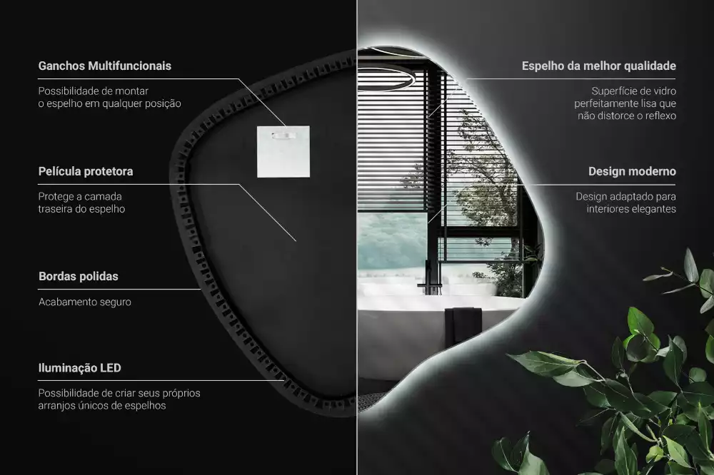 Folt alakú tükör LED háttérvilágítású egyedi