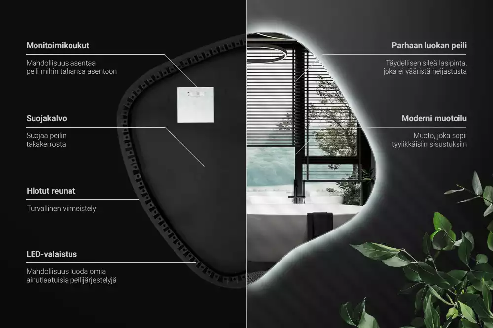 Folt alakú tükör LED háttérvilágítású egyedi