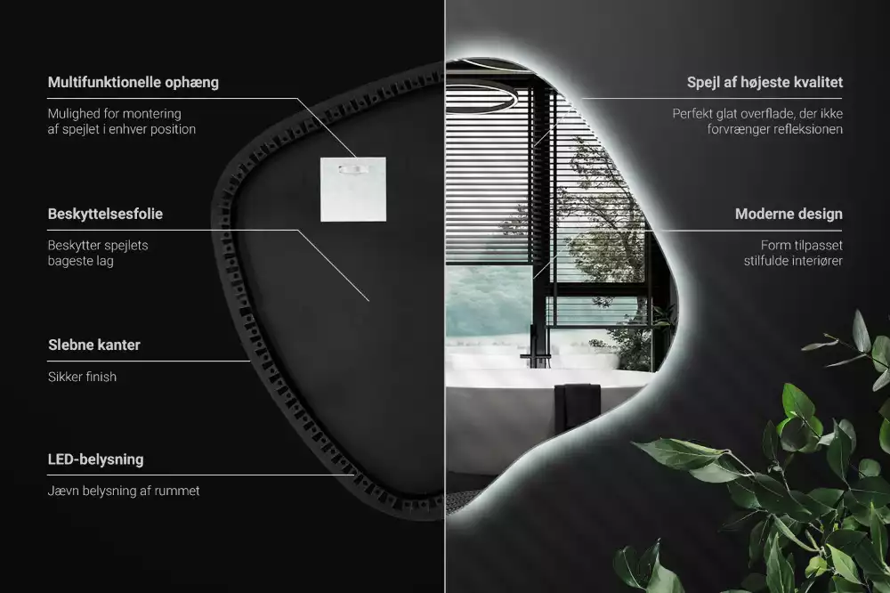 Folt alakú tükör LED háttérvilágítású egyedi