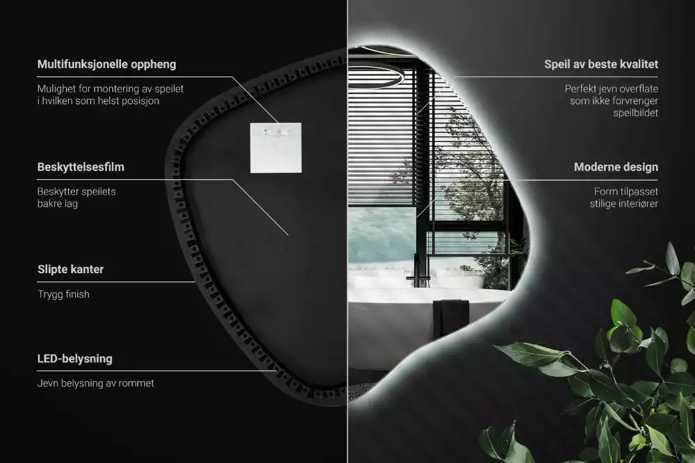 Folt alakú tükör LED háttérvilágítású egyedi