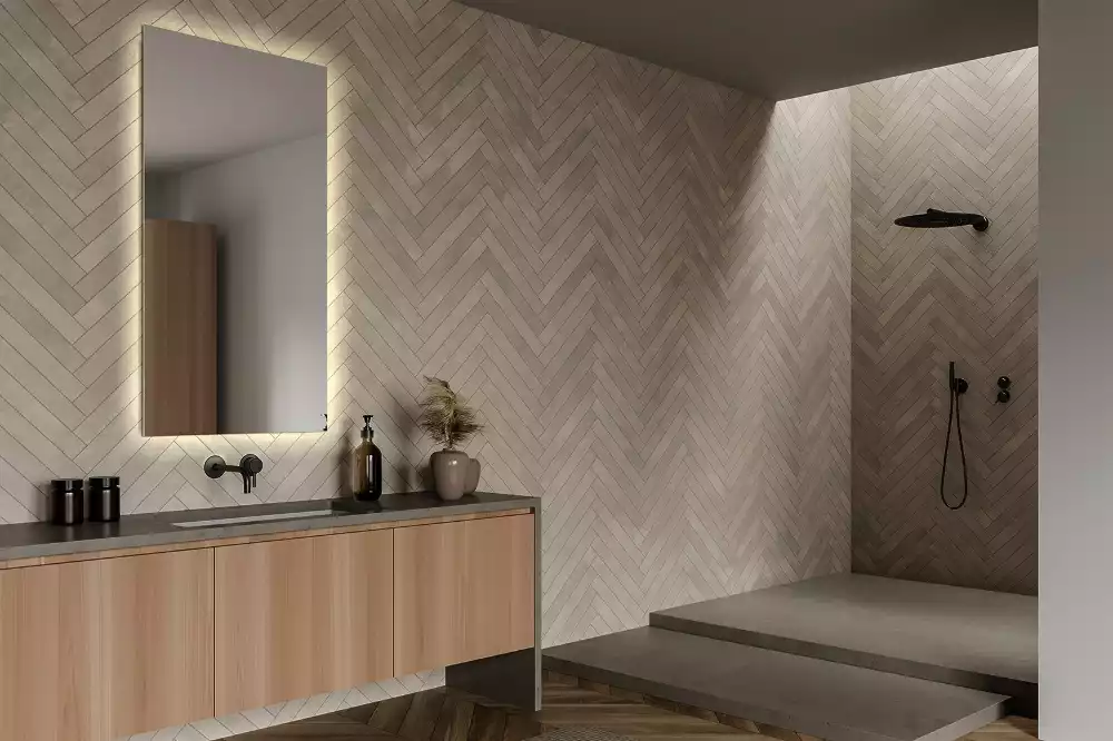 Négyszögletes alakú tükör led világítással