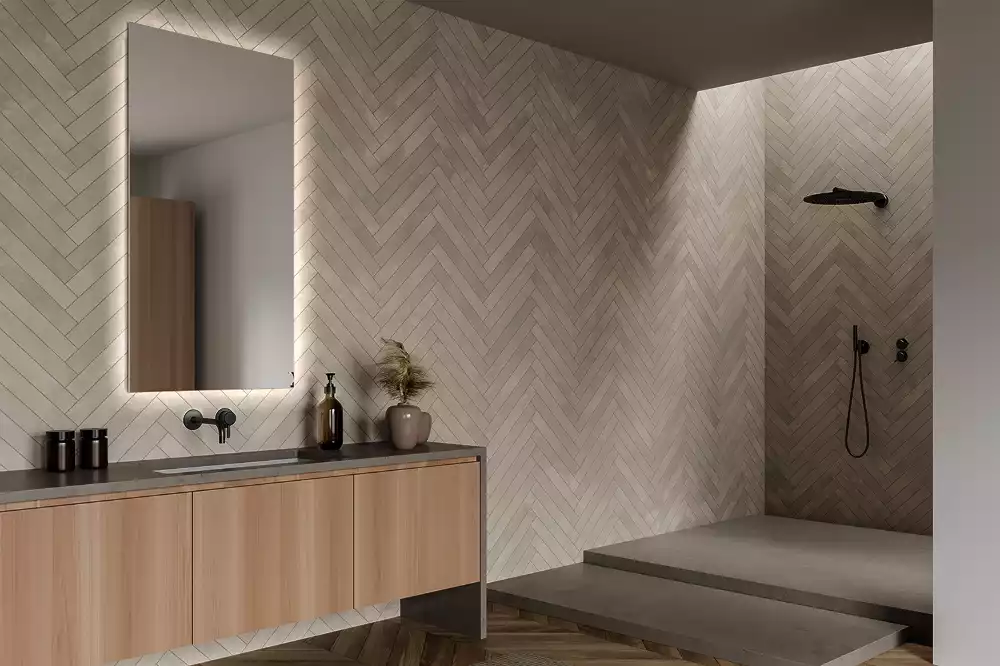 Négyszögletes alakú tükör led világítással