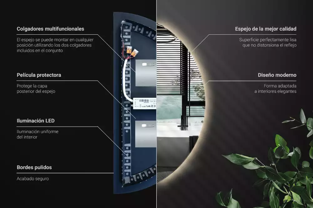 Led félkör alakú tükör stílusos kiegészítő