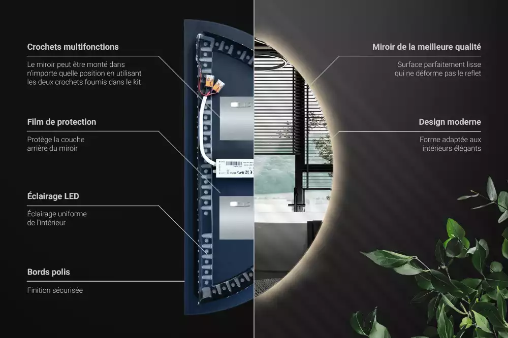 Led félkör alakú tükör stílusos kiegészítő