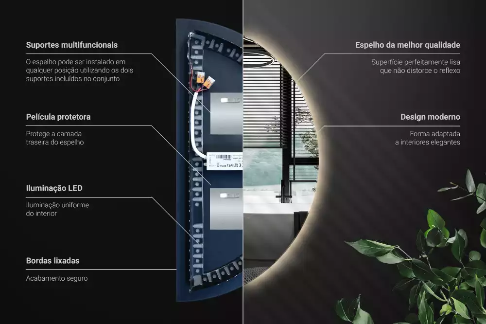 Led félkör alakú tükör stílusos kiegészítő