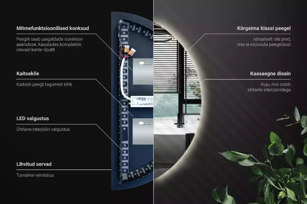 Led félkör alakú tükör stílusos kiegészítő