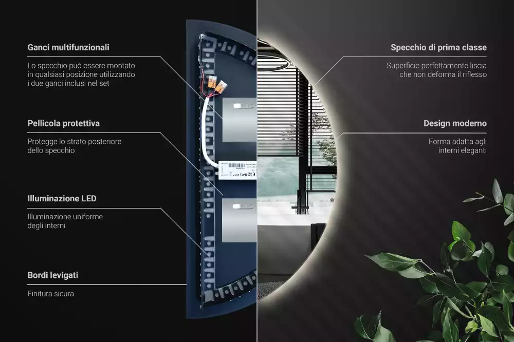 Led félkör alakú tükör stílusos kiegészítő