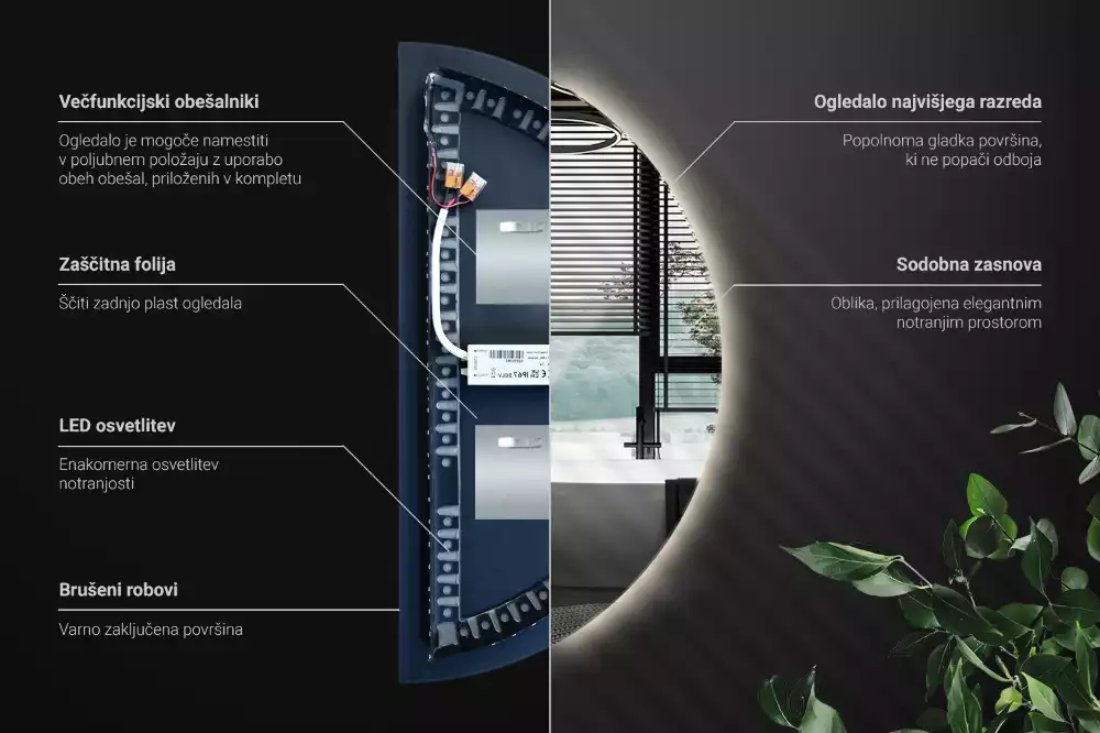 Led félkör alakú tükör stílusos kiegészítő
