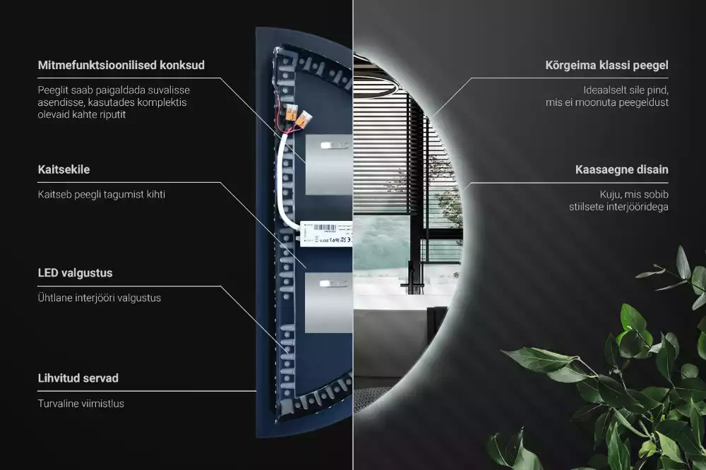 Led félkör alakú tükör stílusos kiegészítő