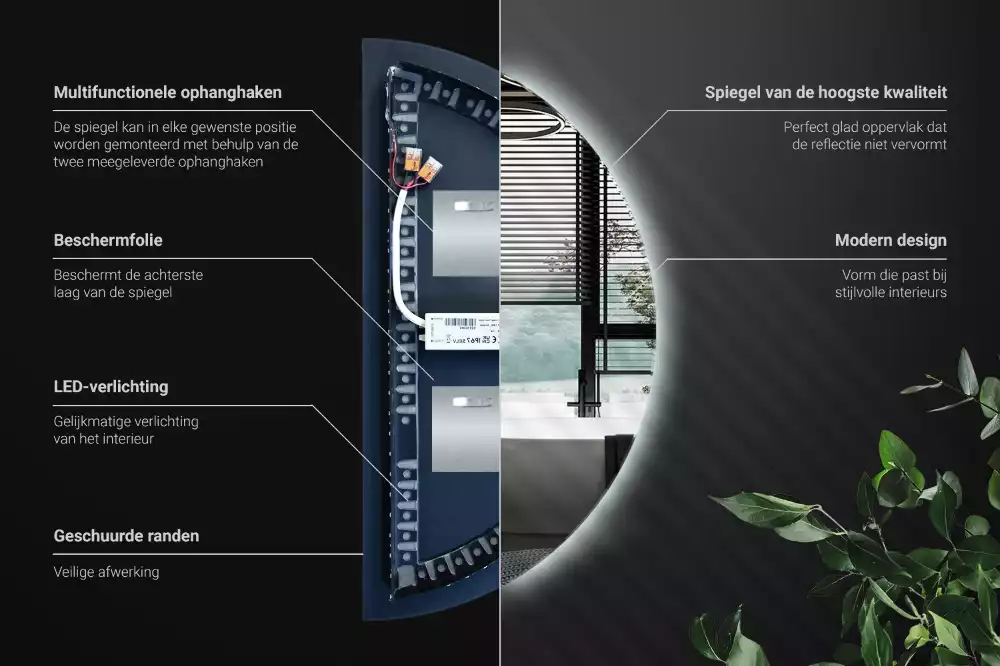 Led félkör alakú tükör stílusos kiegészítő