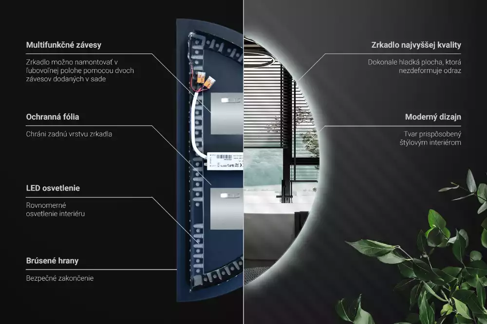 Led félkör alakú tükör stílusos kiegészítő