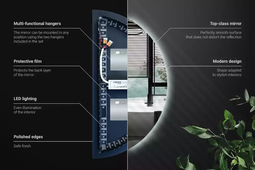 Led félkör alakú tükör stílusos kiegészítő