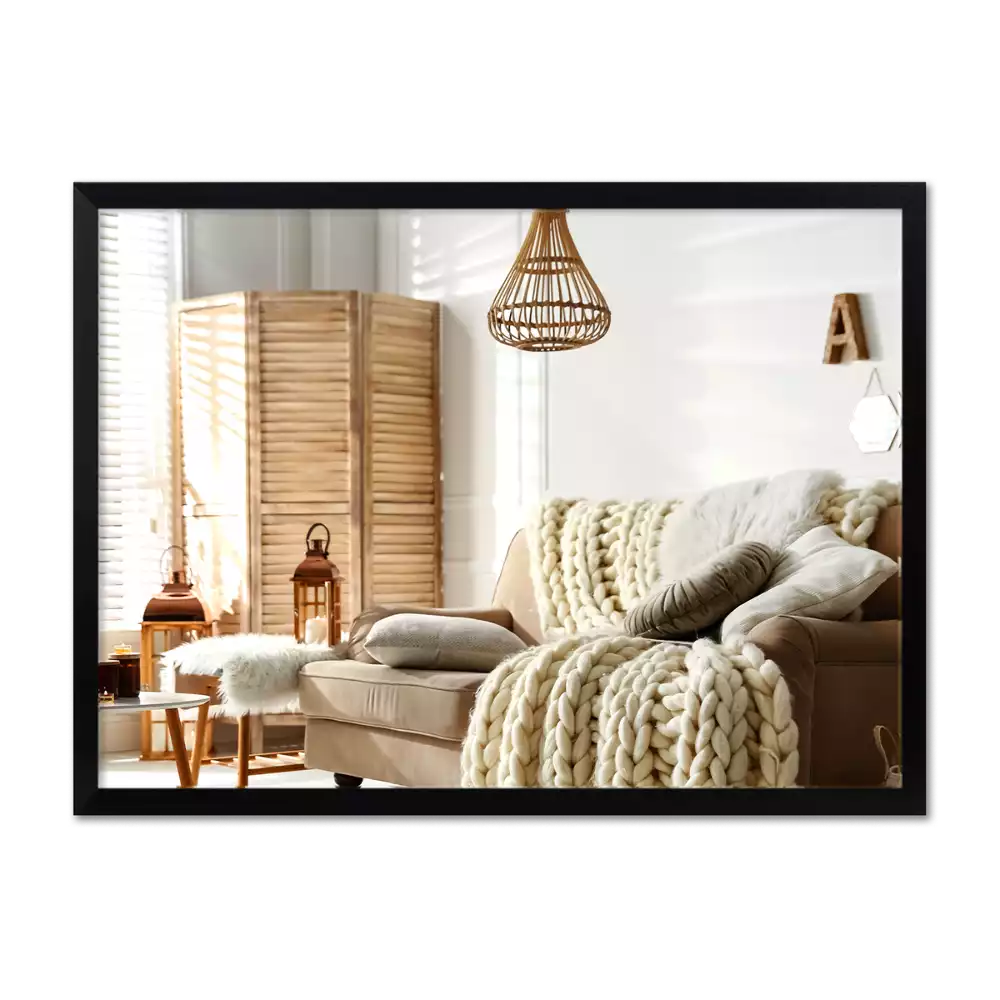 Téglalap alakú tükör fal fekete kerettel