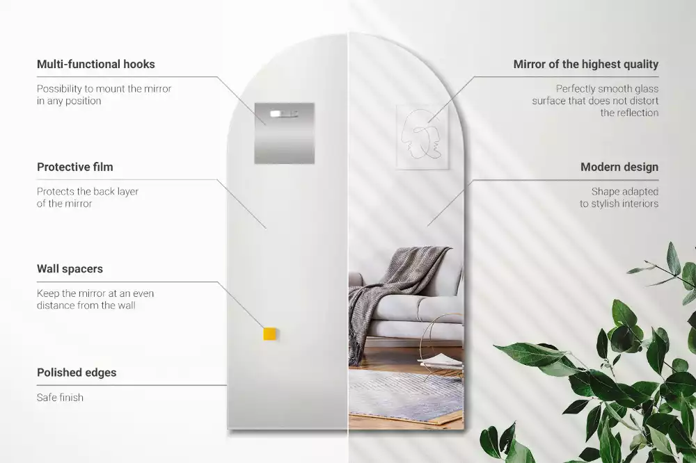 Fél-ovális tükör függő dekoratív