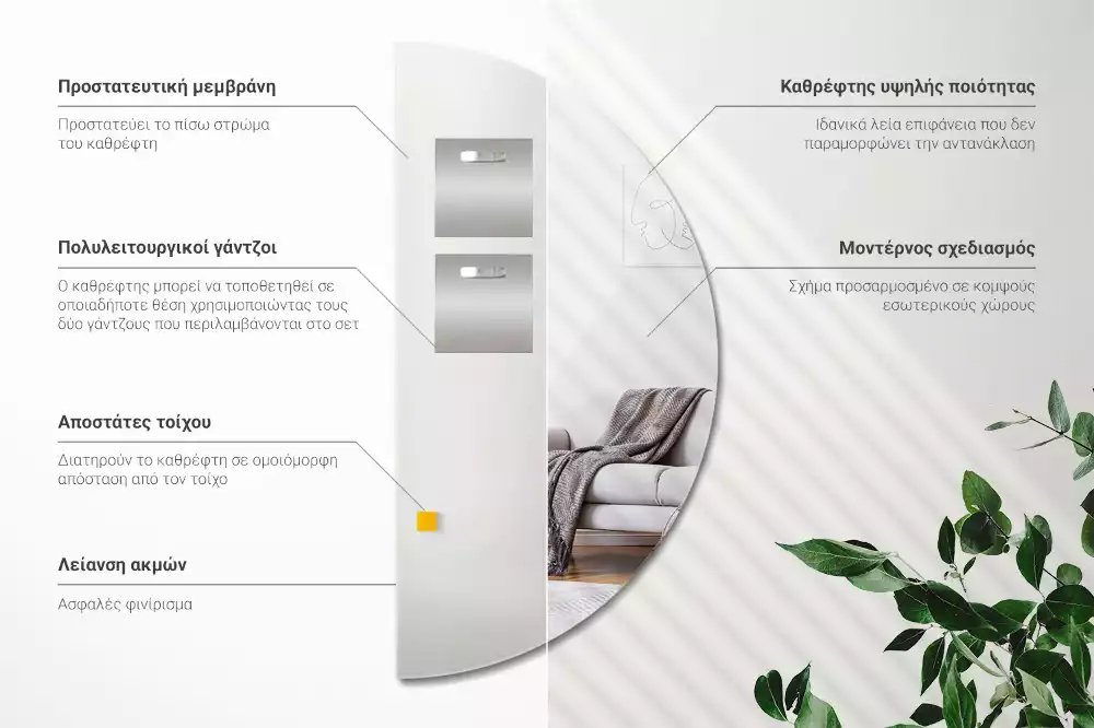 Félkör alakú tükör lógó keret nélkül