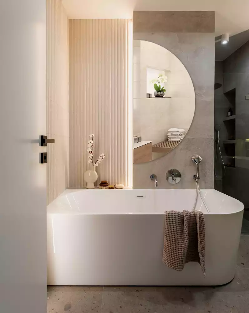 Félkör alakú tükör lógó keret nélkül