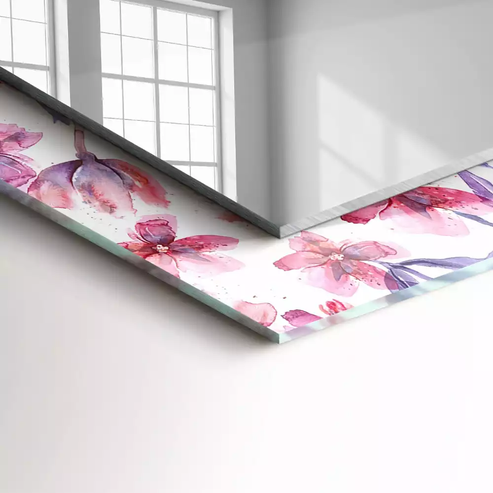 Négyszögletes dísztükör Virágok akvarell minta