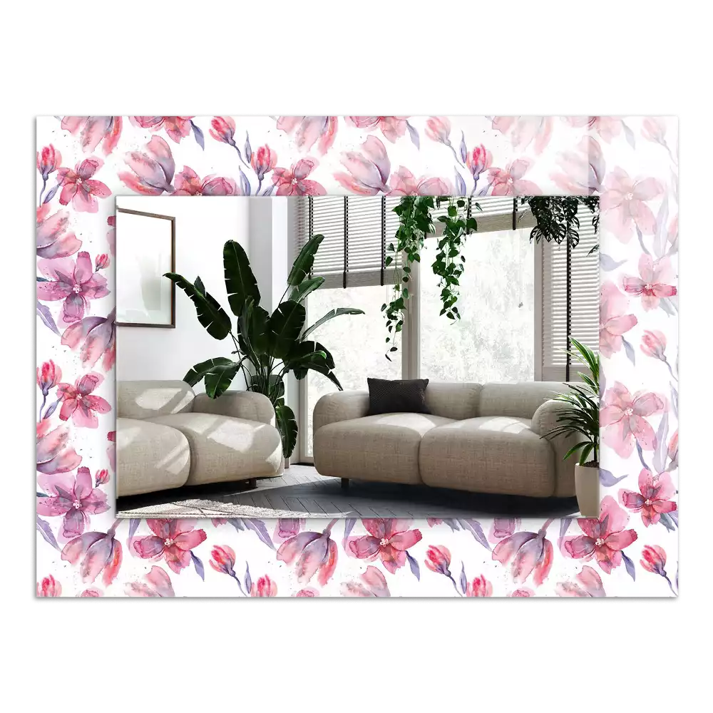 Négyszögletes dísztükör Virágok akvarell minta