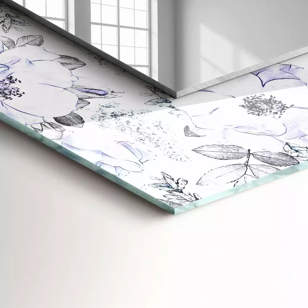 Négyszögletes dísztükör Virágok és levelek